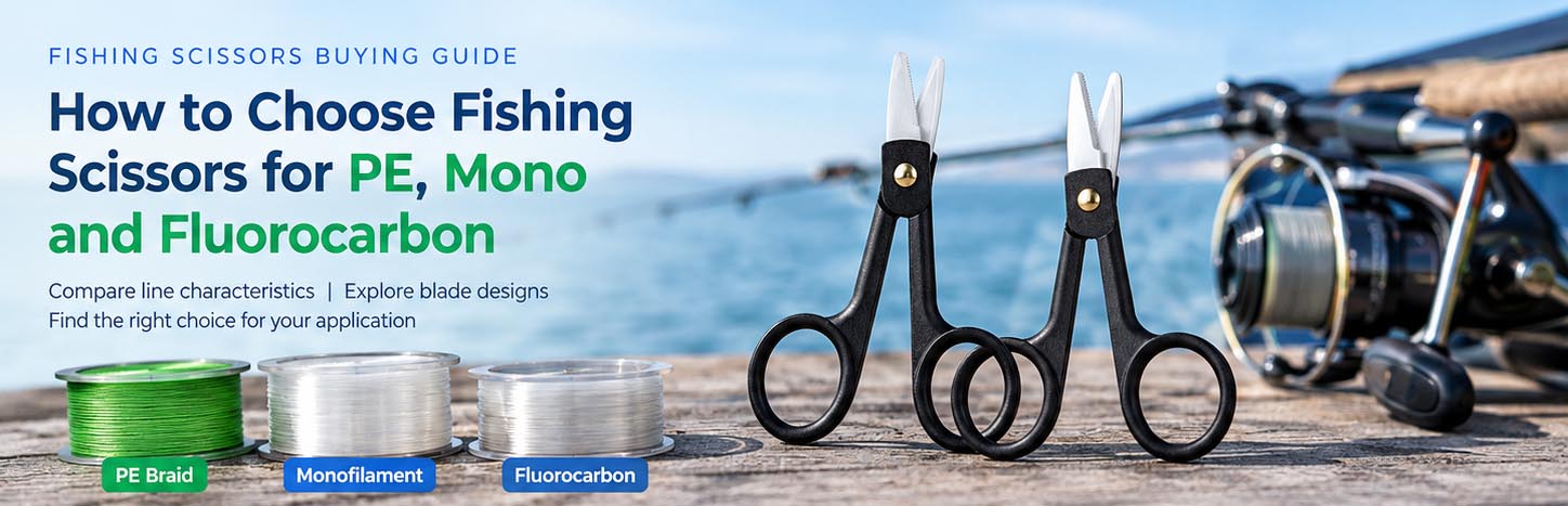 Fishing scissors for PE braid, monofilament and fluorocarbon line