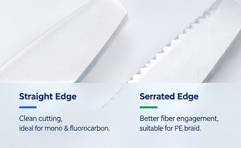 Comparison of straight and serrated fishing scissor blade edges